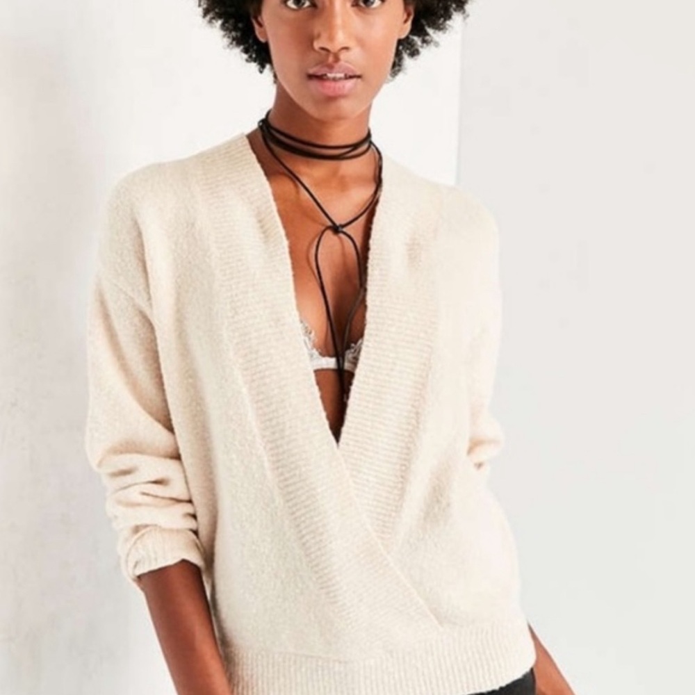 Silence Noise Urban Outfitters Wrap Front Boho Cozy Fall Long Sleeve Sweater